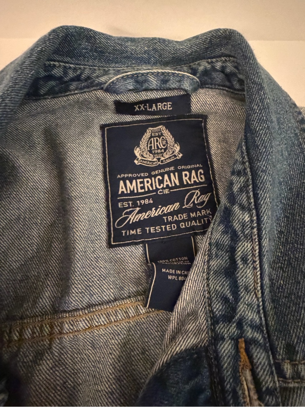 American Rag Washed Blue Denim Patchwork Jacket - Picture 6 of 6